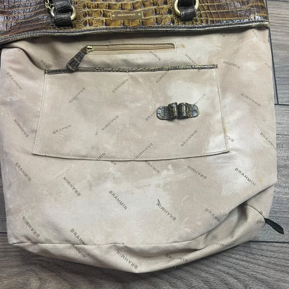 Brahmin Gold Medium Asher Tote Croc-Embossed Leather 16